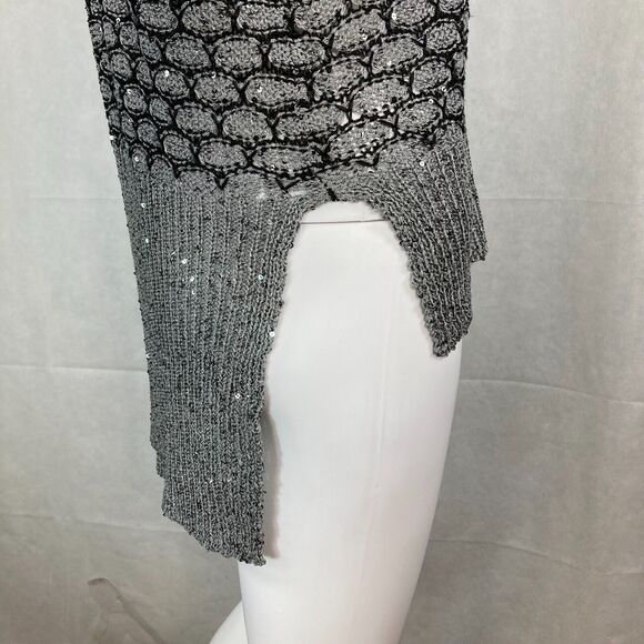 Miss Kelly 1999 Sweater Womens‎ Sz S Gray Black Sequin Sparkle Knit High Low - Picture 4 of 8